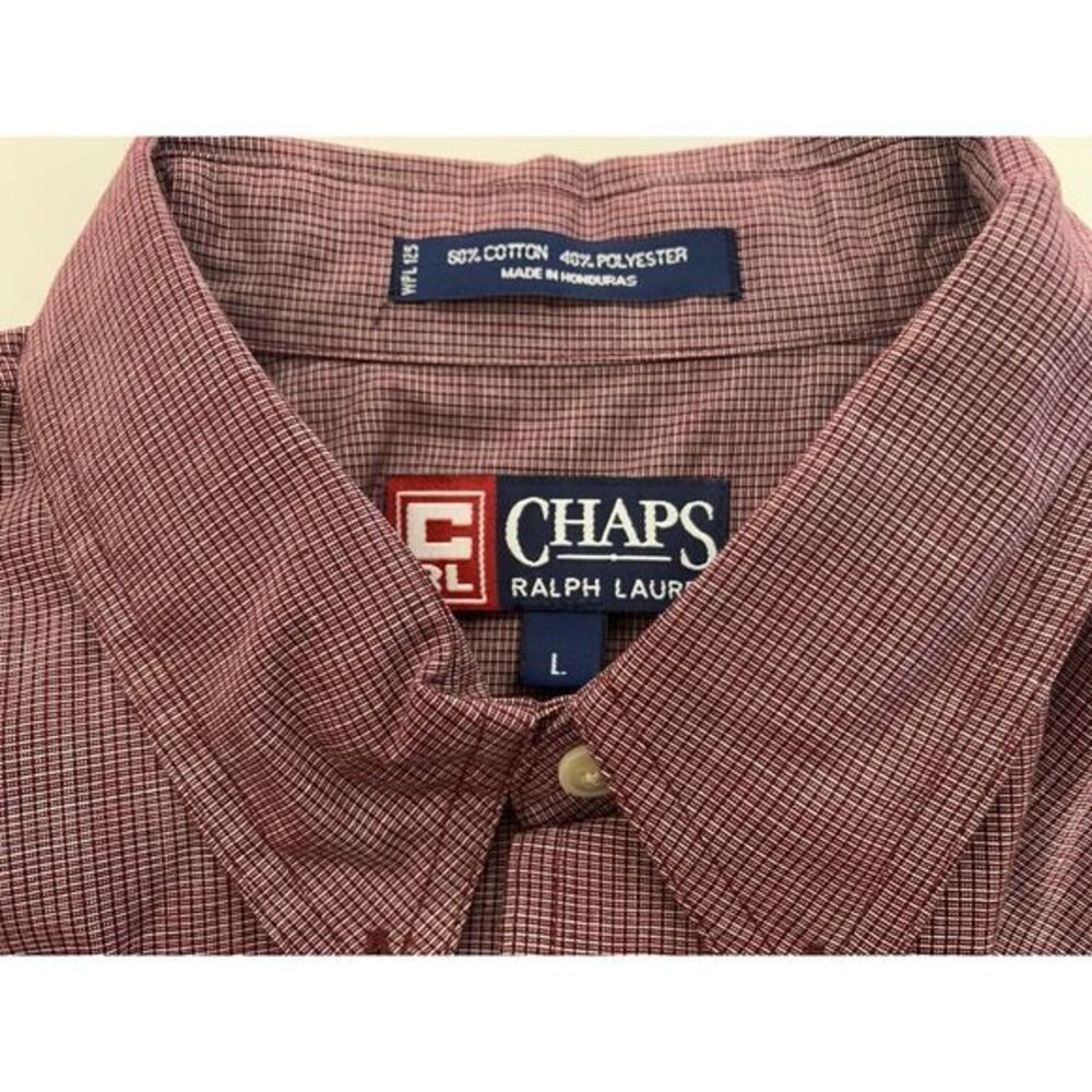Chaps Ralph Lauren Long Sleeved Men's Button Down Shirt Large‎ Maroon WPL125
